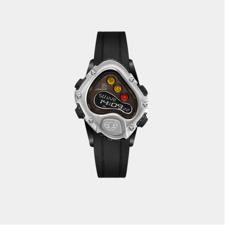 Часы LAARVEE SGK001R Black Rubber Belt: Silver Bezel & Black Dial