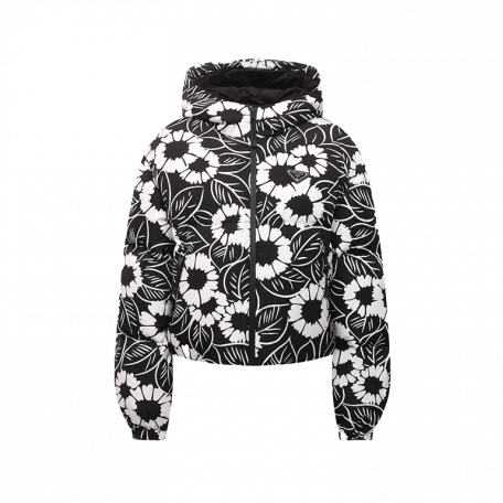 Куртка Prada Logo Plauqe Floral Printed Jacket Black/White