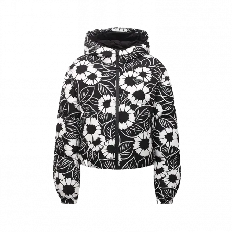 Куртка Prada Logo Plauqe Floral Printed Jacket Black/White