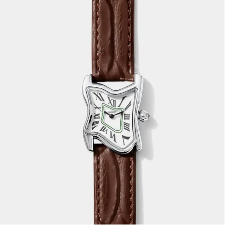 Часы Laphont Brown Square Melting Watch Small Silver Dial White