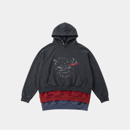 Худи MasonPrince Multi-Layer Hoodie Sweatshirt Washed Black