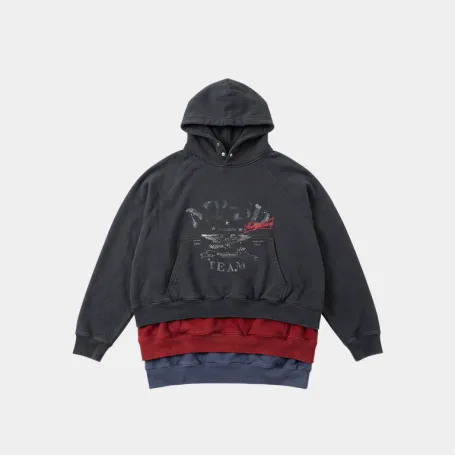Худи MasonPrince Multi-Layer Hoodie Sweatshirt Washed Black