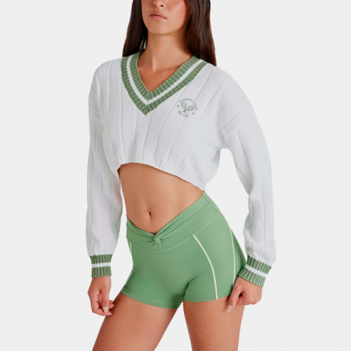 Джемпер Bo+Tee Cropped Knit Jumper Green Ivory