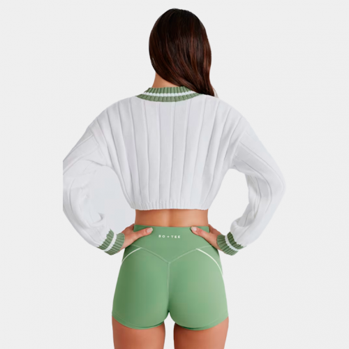 Джемпер Bo+Tee Cropped Knit Jumper Green Ivory