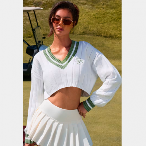 Джемпер Bo+Tee Cropped Knit Jumper Green Ivory