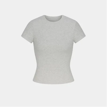 Топ SKIMS Cotton Rib T-Shirt Light Heather Grey