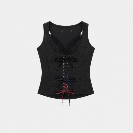 Майка MasonPrince Layered Lace-Up Corset Top Black