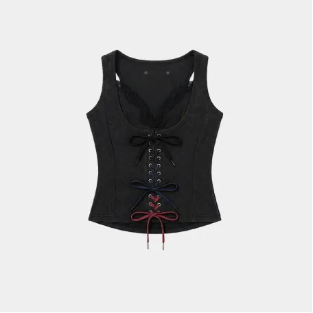 Майка MasonPrince Layered Lace-Up Corset Top Black