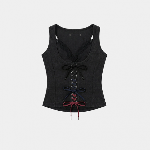 Майка MasonPrince Layered Lace-Up Corset Top Black