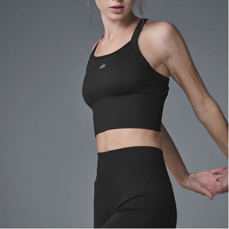 Бра Alo Yoga Seamless Ribbed Favorite Bra Tank Black