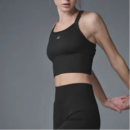 Бра Alo Yoga Seamless Ribbed Favorite Bra Tank Black