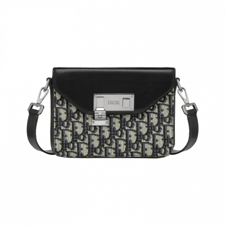 Dior Lock Bag Messenger Oblique Jacquard Calfskin Black