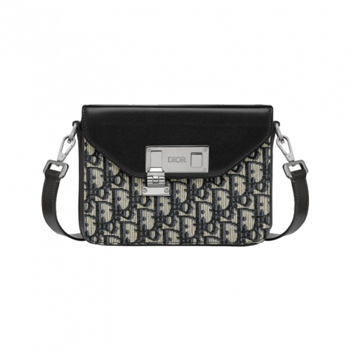 Dior Lock Bag Messenger Oblique Jacquard Calfskin Black
