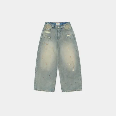 Джинсы Trendt Vision Repaired Construction Denim Jeans Blue