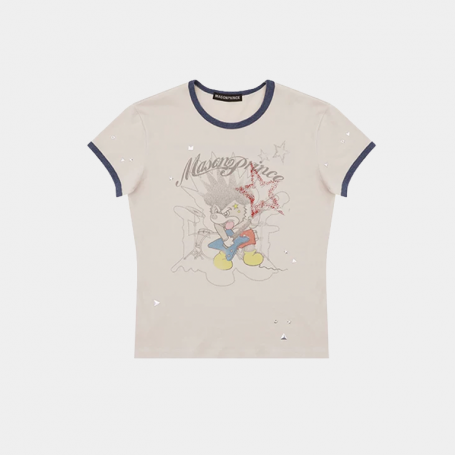 Футболка MasonPrince Grunge Rock Slim Fit Ringer T-Shirt White