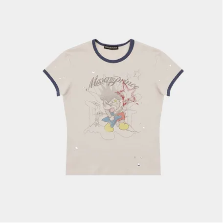 Футболка MasonPrince Grunge Rock Slim Fit Ringer T-Shirt White