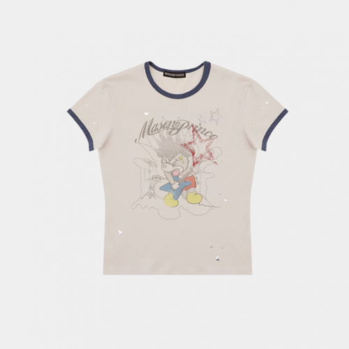 Футболка MasonPrince Grunge Rock Slim Fit Ringer T-Shirt White