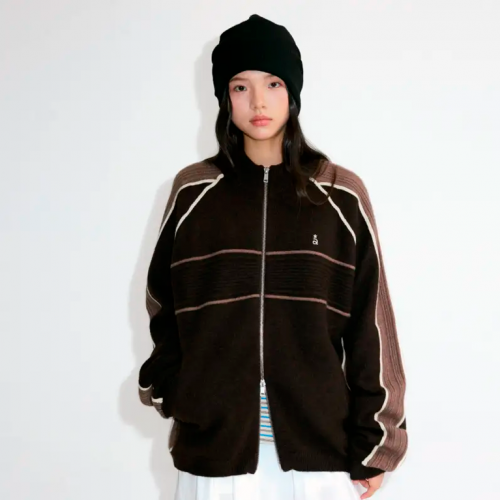 Кардиган Roaringwild Arch Knitted Striped Cardigan Brown