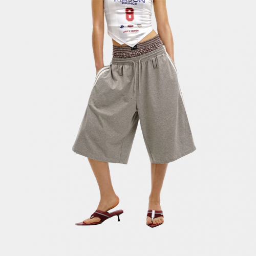 Шорты MasonPrince Layered Plaid Waistband Track Shorts Grey