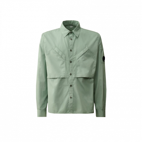 C.P.Company Rip-Stop Cotton Utility Long Sleeve Shirts Emerald