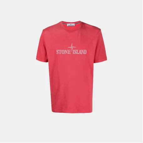 Футболка Stone Island Stitches Logo Sleeve T-Shirt Coral