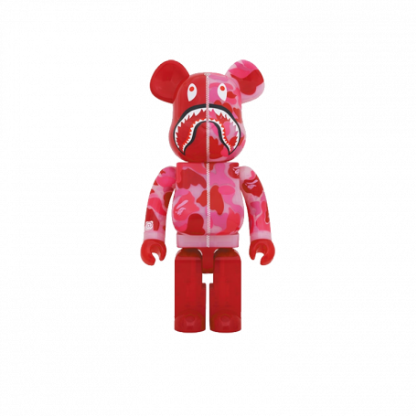 Bearbrick x BAPE ABC Camo Shark 1000% Clear Red