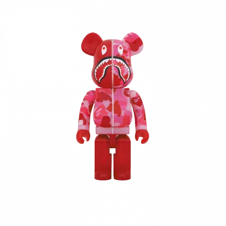 Bearbrick x BAPE ABC Camo Shark 1000% Clear Red