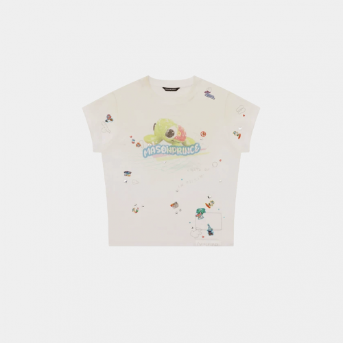 Футболка MasonPrince Grunge Rock Graphic Rhinestone T-Shirt White