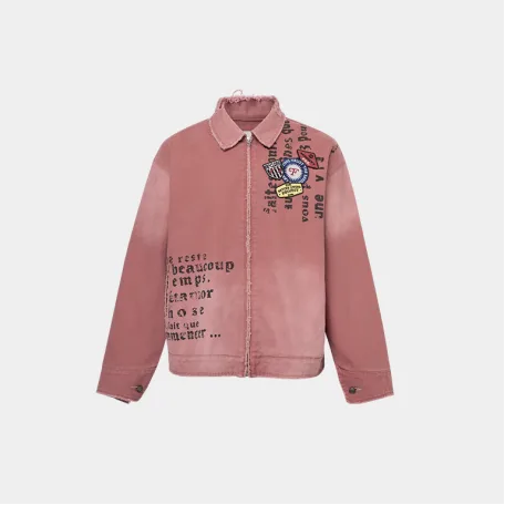 Куртка FIRE 2 COLD EGO Worn Print Embroidered Jacket Washed Red