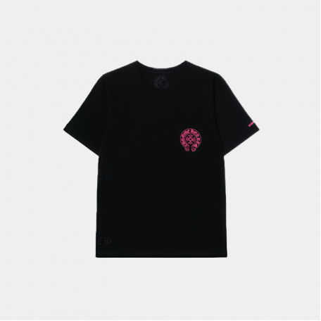 Футболка Chrome Hearts Pink Horse Shoe Logo Pocket T-Shirt Black