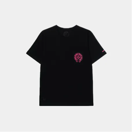 Футболка Chrome Hearts Pink Horse Shoe Logo Pocket T-Shirt Black