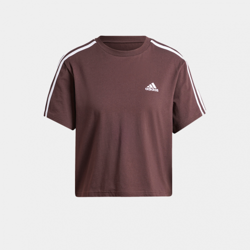 Футболка Adidas Essentials 3-Stripes Single Jersey Crop Top Brown