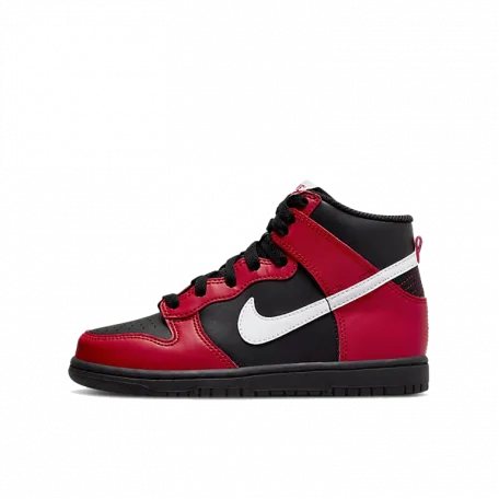 Nike Dunk High Black University Red White (PS) (Kids)