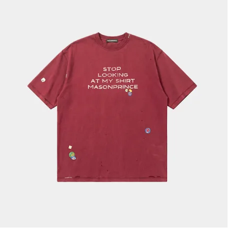 Футболка MasonPrince Stop Looking At My Shirt Burgundy