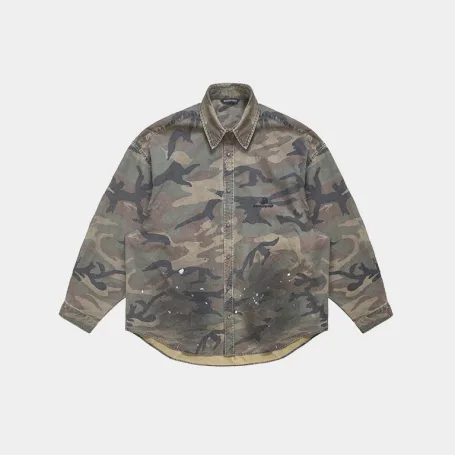 Рубашка MasonPrince Vintage Distressed Shirt Camo Green