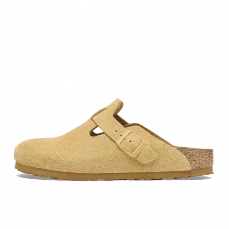 Birkenstock Boston Suede Leather Regular Late Cream Tonal OS