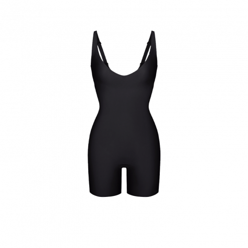 SKIMS Body Core Sculpt Plunge Mid Thigh Bodysuit Onyx