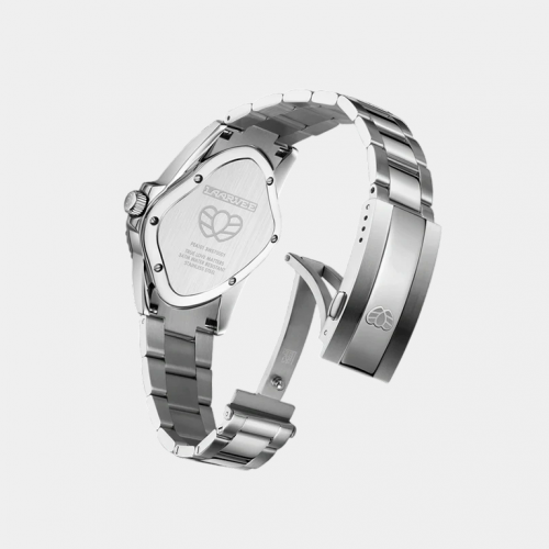 Часы LAARVEE PEA101 Silver Precision Steel: Green Ceramic Bezel & Black Dial