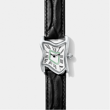 Часы Laphont Black Square Melting Watch Small Silver Dial White