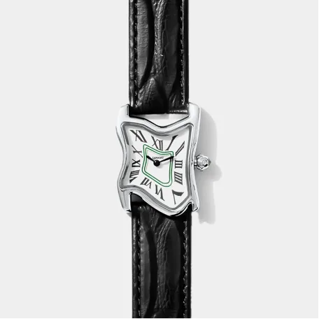 Часы Laphont Black Square Melting Watch Small Silver Dial White
