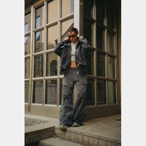 Штаны Sabe Pants Acid Wash Dark Grey