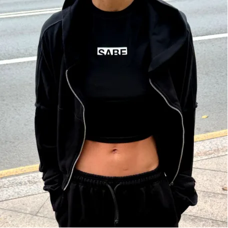 Зип-худи Sabe Logo Cropped Zip-Up Hoodie Black