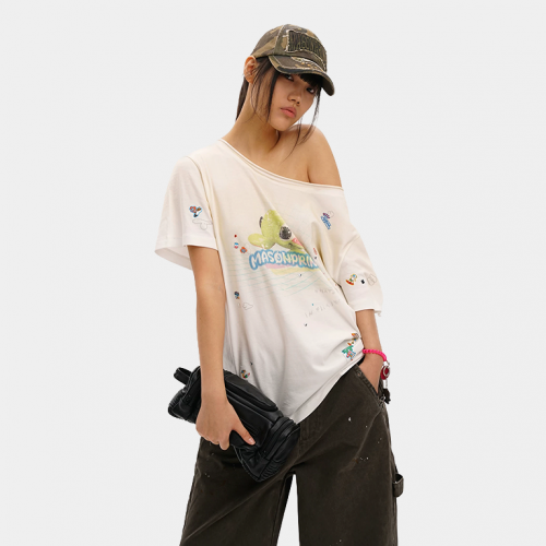 Футболка MasonPrince Resort Sea Turtle Expert Off-Shoulder T-Shirt White