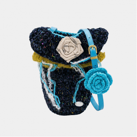 Сумка MoroMoro Knitted Mini Handbag With A Rose Blue