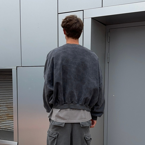 Свитшот Sabe Сrewneck Mon Amour Acid Wash Dark Grey