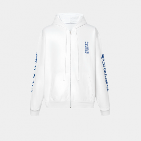 Зип-худи Chrome Hearts Blue Vertical Logo Zip-up White