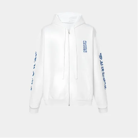 Зип-худи Chrome Hearts Blue Vertical Logo Zip-up White