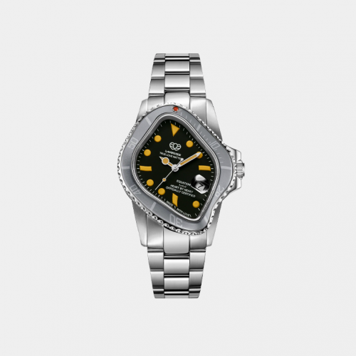 Часы LAARVEE PEA001 Silver Precision Steel: White Silver BEZEL & Black Dial