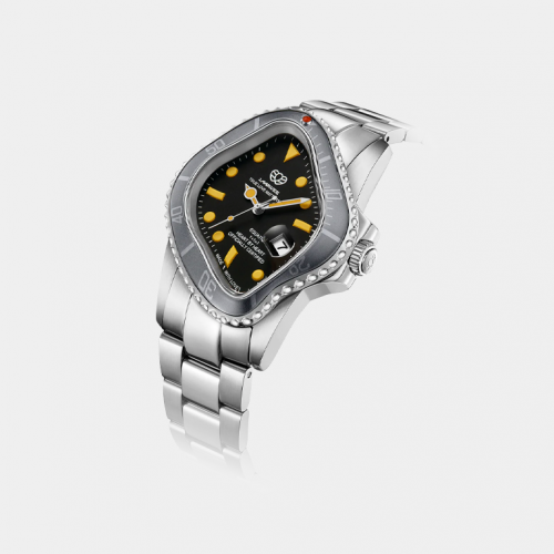 Часы LAARVEE PEA001 Silver Precision Steel: White Silver BEZEL & Black Dial