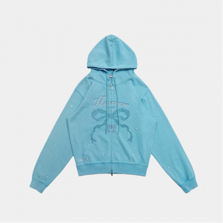 Зип-Худи MoroMoro Bow Graphic Zip-Up Hoodie Blue